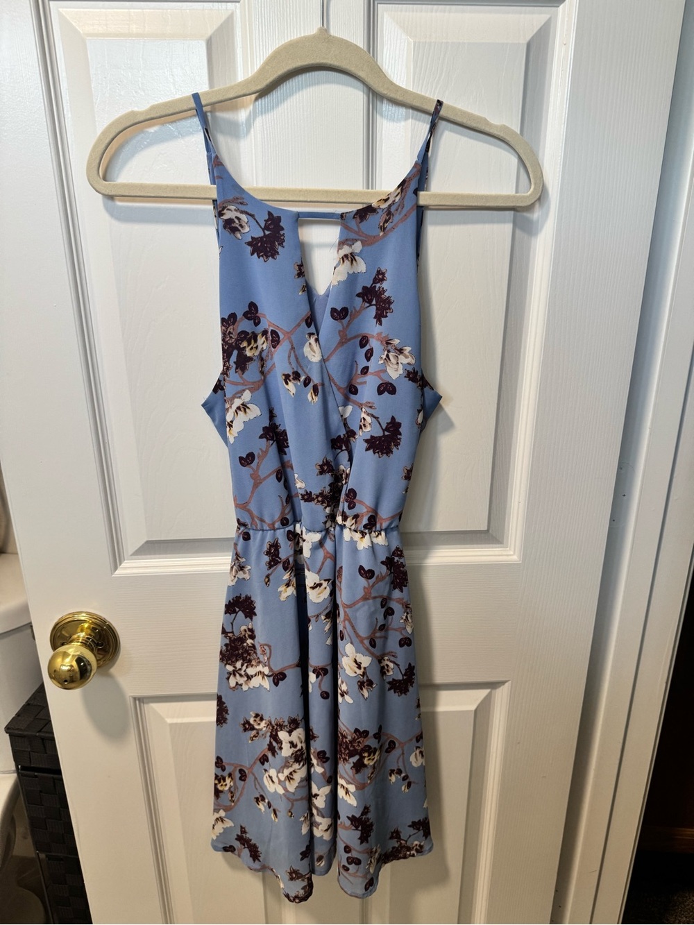 miami Light Blue Floral Halter Mini Dress